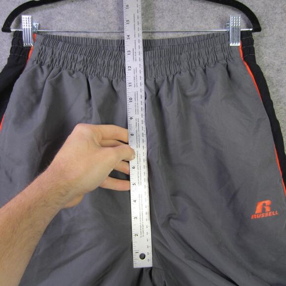 Russell Athletic Pants Mens Large Gray Black Track Warm Up Mesh Lined Polyester - Picture 6 of 10